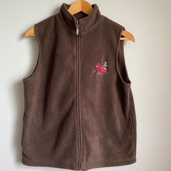 Northern Reflections Embroidered Cardinal‎ Sweater Vest Brown Size Medium - Picture 1 of 10